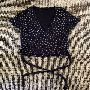 Brandy Melville Blue Wrap Top